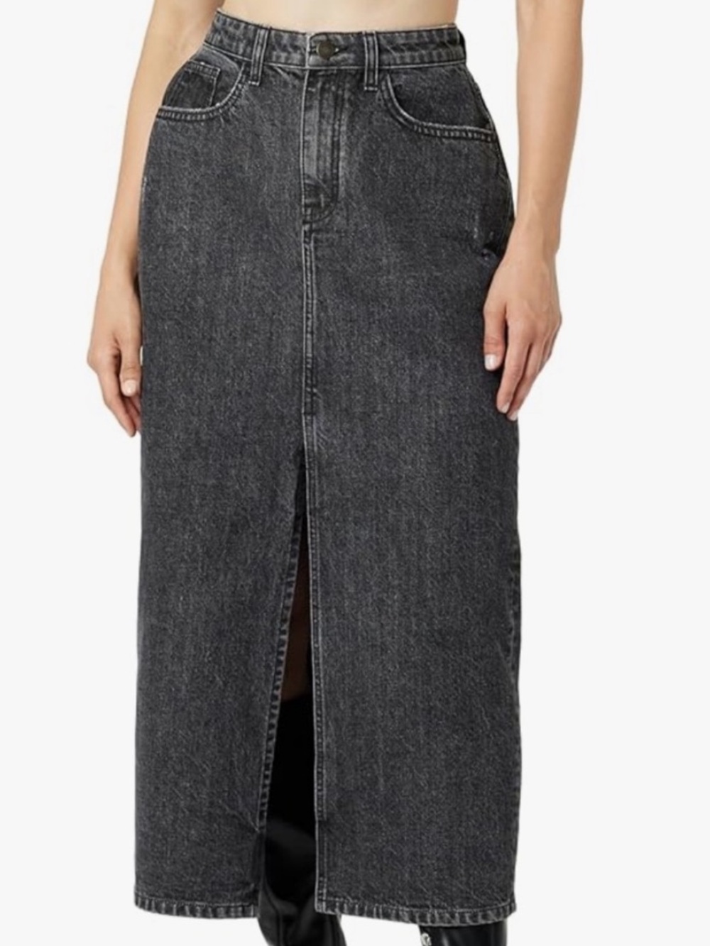The Drop Dixon Denim Column Skirt Denim Maxi Skirt Black Size Medium